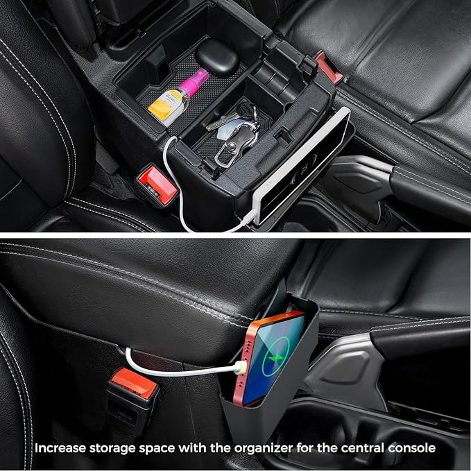 DIAMOOKY 4PCS Upgraded Center Console Organizer for Jeep Wrangler JL JLU 4xe 2018-2026 & Gladiator JT 2020-2024 2025 2026 Accessories Gear Shift Side Tray Hanging Armrest Storage Box (Not for JK/JKU)