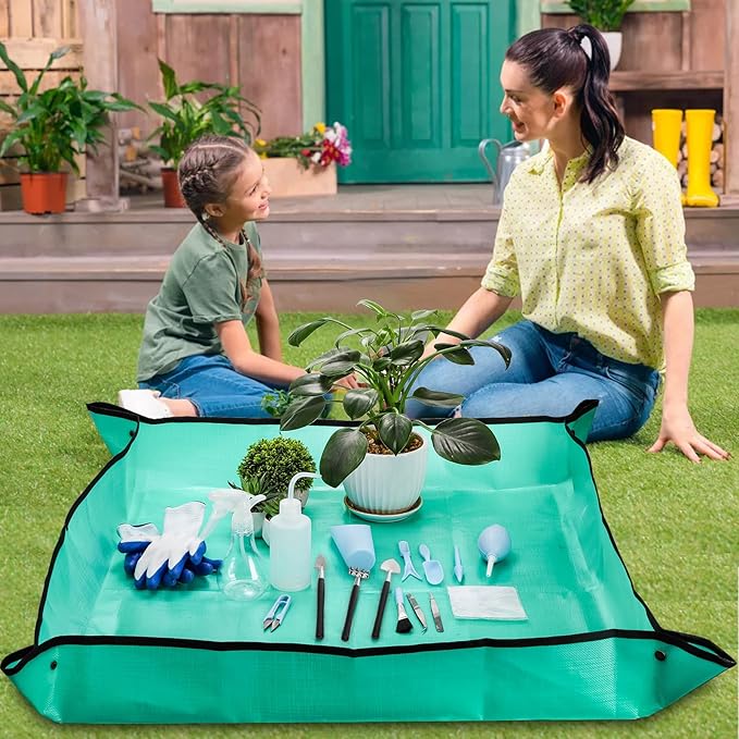 TOPZEA 23 Pack Succulent Tool Set, 2 Pack 39.4" Plant Repotting Mat Indoor Transplanting Tool Supplies Miniature Bonsai Hand Tool Kit with Plant Potting Mat, Garden Mini Gardening Tools for Plant Care