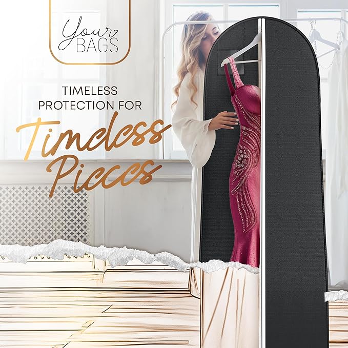 Your Bags 72" Tapered Long Dress Bags for Gowns - Wedding Dress Garment Bag for Dresses - Long Garment Bags for Hanging Clothes, Closet Storage, Hanging Garment Bags, Travel Bridal Dress Bag for Women
