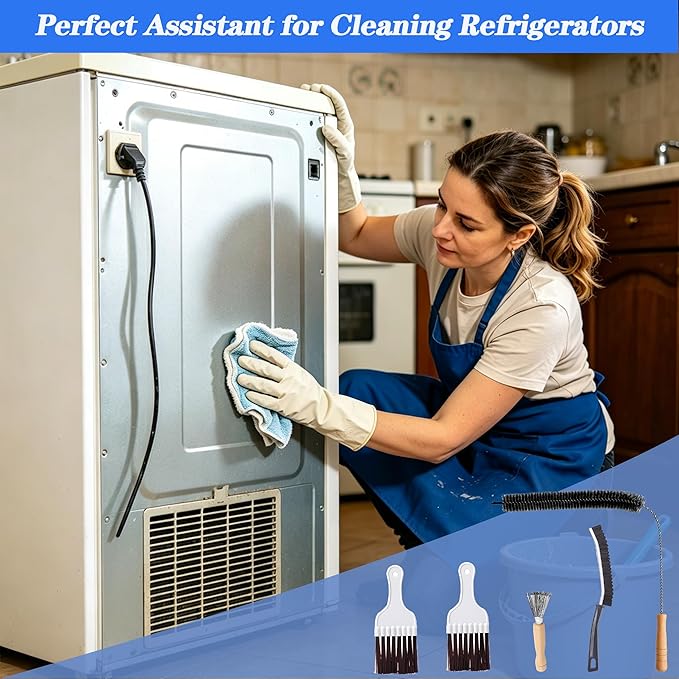 Refrigerator Coil Cleaning Brush Kit, 5-Pack Fridge Coil Cleaner Tools, Cleaner Brush Accessories for Refrigerator, Dryer Vents, Pipe, Sink, Toilet, Shower