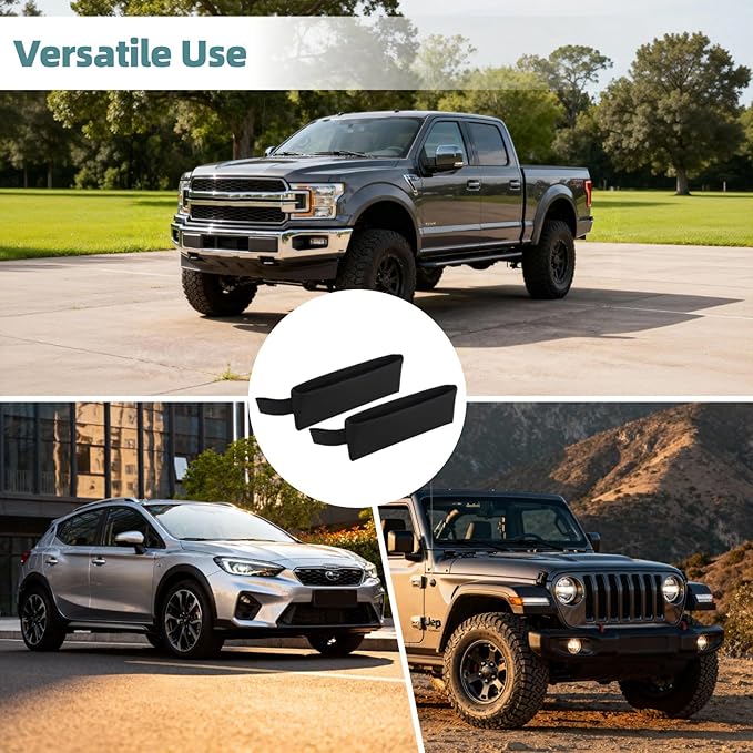 OMISTAR 2 PCS Car Seat Gap Organizers - PU Leather Car Console Side Pocket, Universal Car Seat Gap Filler Storage Box for Phone Keys Wallet Sunglasses, Car Interior Accessories Seat Catcher