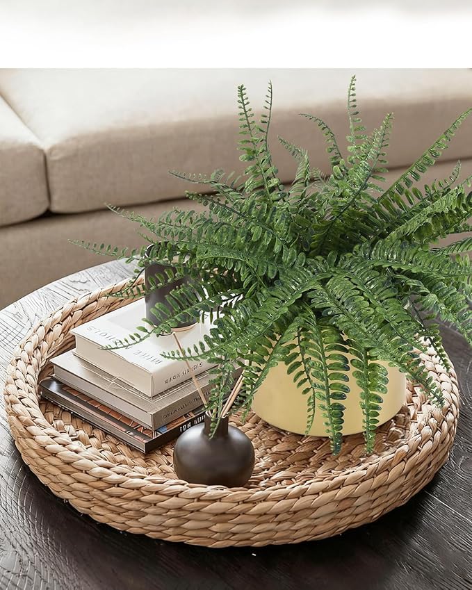13.5" Small Fake Plant Fern Potted Artificial Plants Fake Fern for Shelf Home Bathroom Office Decor(Gold Mental Pot)