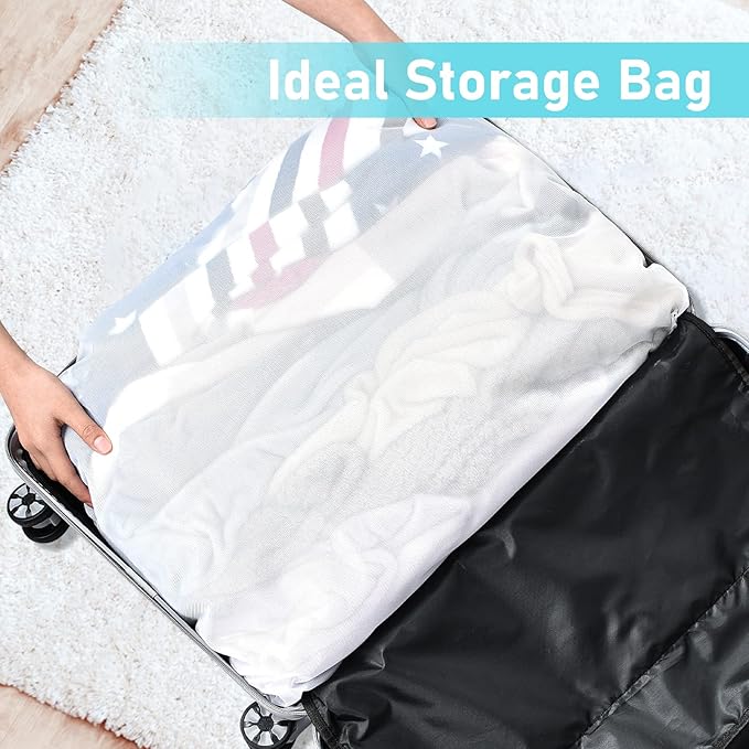 OTraki Large Mesh Laundry Bags 28x35 inch Zipper Mesh Lingerie Bags for Washing Delicates Net Laundry Mesh Bag Sack Machine Washable for Travel Dorm Hotel Camp, White
