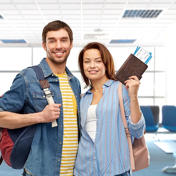 Eoehro Passport Holder for Travel Essentials, Passport Wallet Cover Case for Travel Must Haves Accessories,Passport Book Holders for Women and Men(coffee)