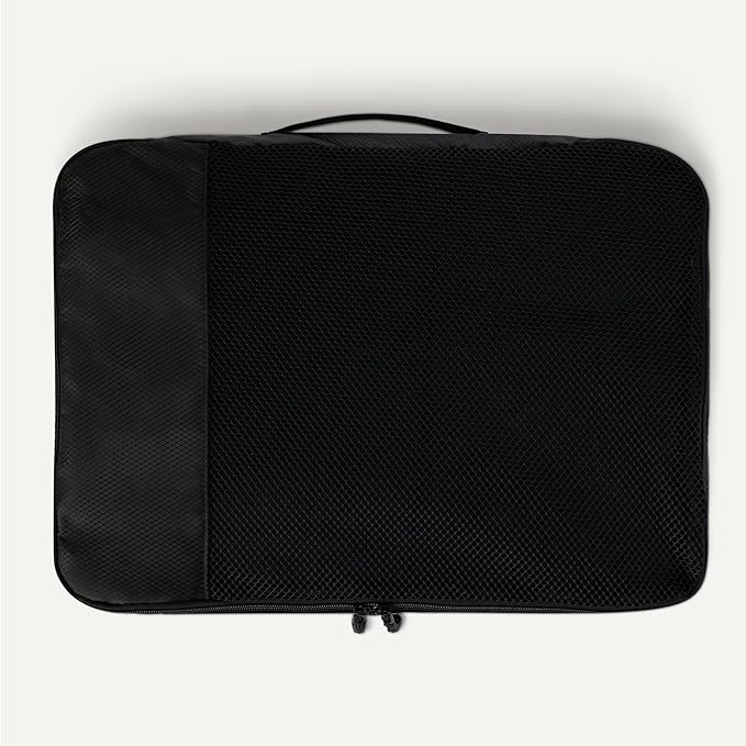 Amazon Essentials 4-Piece Packing Cubes Travel Accessories Set, Luggage Organizer with Double Zipper, Mesh Top, 100% Polyester, 2 Medium/2 Large, Black (Previously Amazon Basics)