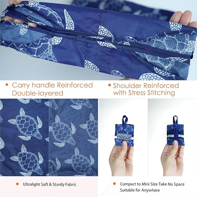 BeeGreen Boho Reusable Grocery Bags Foldable Machine Washable Reusable Shopping Bags Extra Large Reusable Bags Totes 66 Lbs Ultra-Lightweight Polyester Fabric