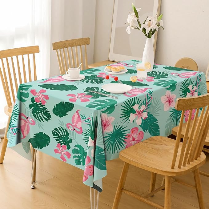 OHOME Luau Party Decorations - Plastic Tablecloth for Tropical Party Decorations | Hawaiian Themed Palm Leaves Summer Beach Favors Supplies,2 Pack