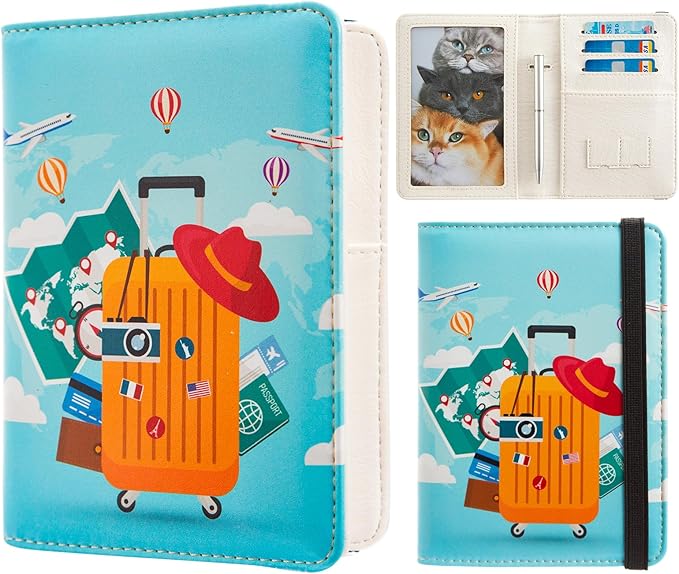 AIRMORS Women's Travel Wallet, RFID Blocking Passport Holder, Animal Print, 3 Credit Card Slots, 1 Passport, 1 ID, 1 SIM, Unisex-Adults