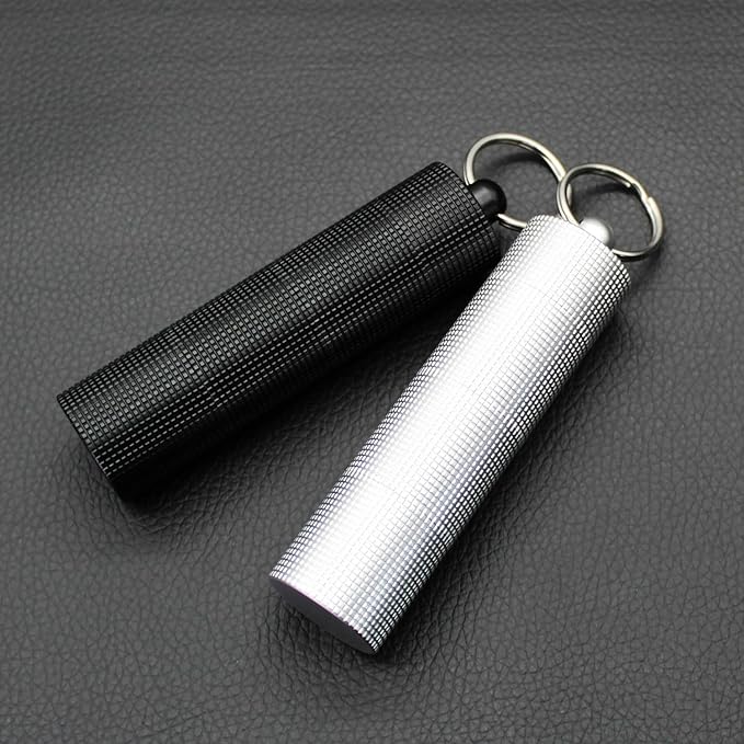 PPFISH 2 PCS Portable Daily Pill Case, 3 Compartments Aluminum Alloy Waterproof Pill Box Dispenser, Small Pocket Pill Container, Keychain Pill Fob, Travel Pill Holder for Men Women