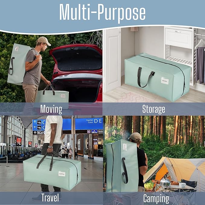VENO 4 Pack Heavy Duty Moving Bags with Backpack Straps, Zippers & Handles, Extra Large Packing Bags for College Dorm Essentials, Moving Supplies Alternative to Cardboard Moving Boxes