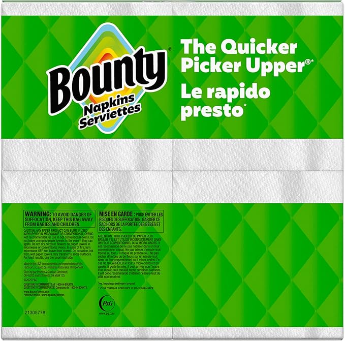 Bounty Paper Napkins, White, 400 Count