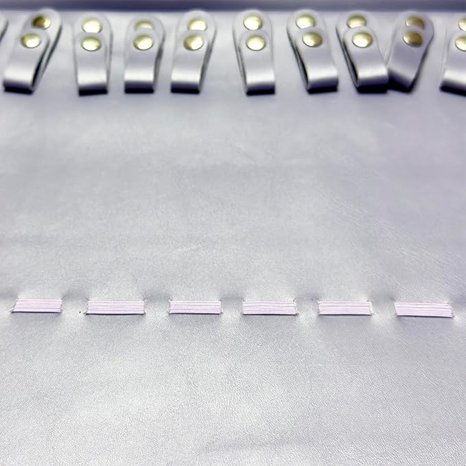 UnionPlus Travel Jewelry Roll, Faux Leather Necklaces Organizer Bag, Elastic Band and Anti-winding, Lavender Violet