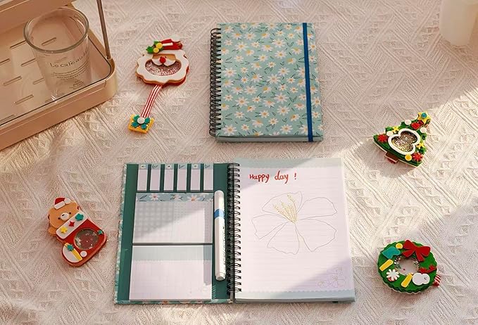 A5 Spiral Sticky Notebook,with 9 pads of decorated sticky notes and a handy notebook,Note Pads Teacher Appreciation Gift Writing Memo Pads School Office Supplies and Daily Life Organization (Daisy)