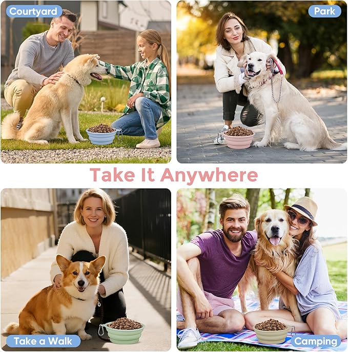 2-Pack, LeeRound Portable Dog Bowl,Food-Grade Silicone Collapsible Dog Bowls Small, Dogs Bowl Travel for Water Food Walking and Hiking