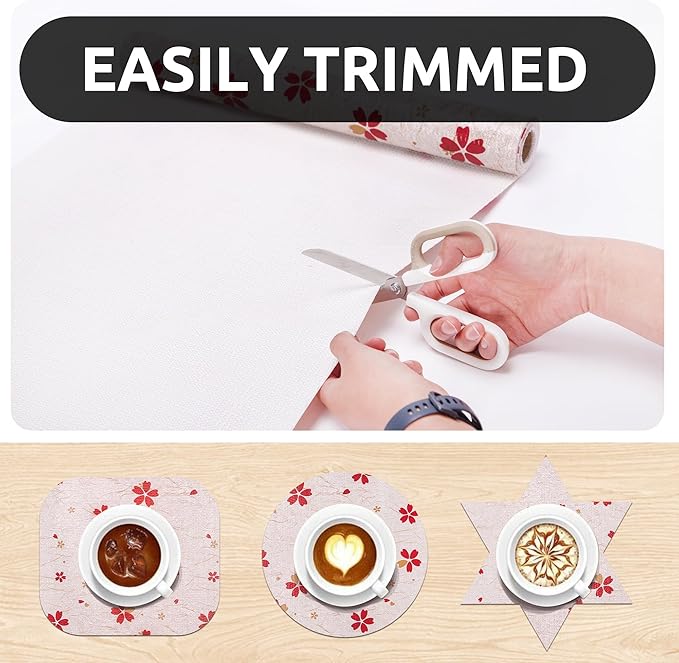 RAY STAR 12X120 Inch Shelf Liner for Kitchen Cabinets, Non-Adhesive Washable Cabinet Liner, Non-Slip PVC Drawer Liner for Dresser Bathroom (Red Floral)(5 Roll)