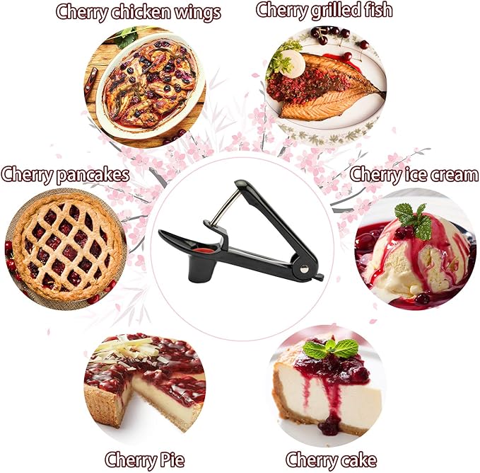 Cherry Pitter - Makmzoon Cherries Corer Cherry Remover Stainless Steel Cherry Pitter Tool for Making Cherry Jam(Black)