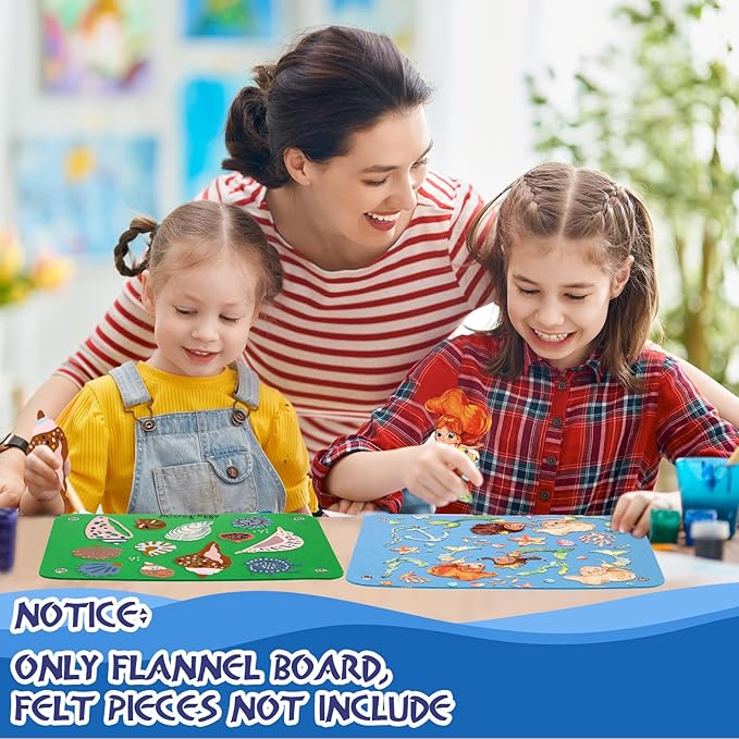 Yunsailing 4 Pieces Felt Board for Toddlers Classroom Flannel Board Stories for Preschool Homeschooling, Kids Felt Story Activity Wall Hanging Children Birthday Gifts, 11.8 x 15.75 Inch, 2 Colors
