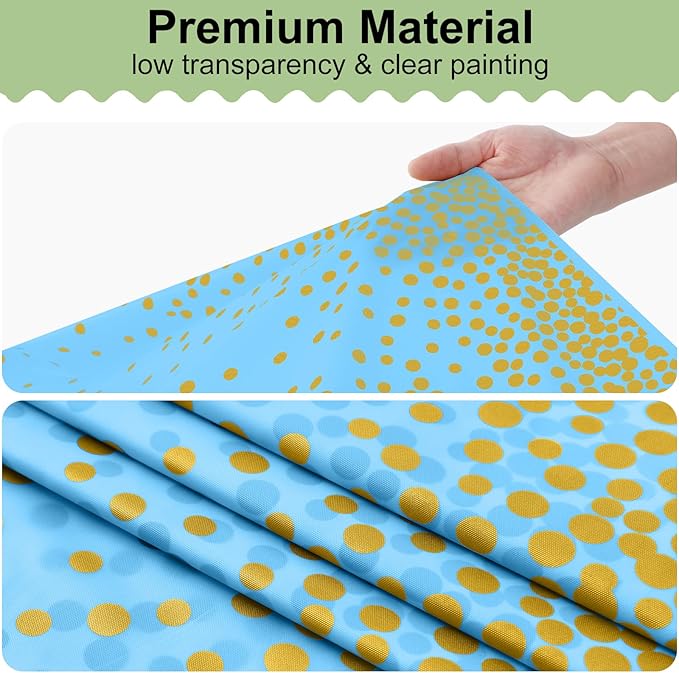 misaya 4 Packs Dot Disposable Table Cloth, 54 x 108 Inch Waterproof Plastic Tablecloth, Rectangle Gold Dots in Light Blue Table Covers for Picnic, Birthday, Party
