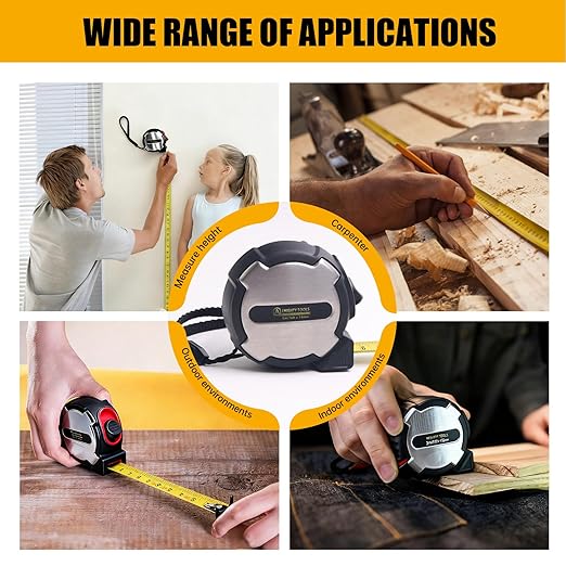 10FT Tape Measure, Small Retractable Measuring Tape, Mini Tape Measure with Metric/Inch, Dual Sided, Magnetic Hooks, Rubber + Stainless Steel Case, for Home, Construction & DIY (10ft)