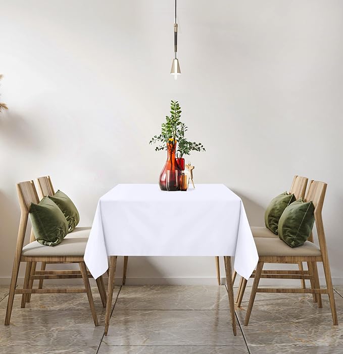 Utopia Kitchen Rectangle Table Cloth 2 Pack (90x156 Inches, White), Machine Washable Tablecloth, Polyester Table Cover for Dining, Buffet Parties, Picnics, Events, Weddings and Restaurants