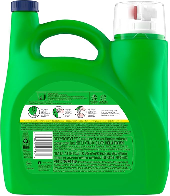 Gain Liquid Laundry Detergent with Odor Defense, Moonlight Breeze Scent, Laundry Soap For HE Washing Machines, 132 fl oz, 100 Loads (Packaging May Vary)