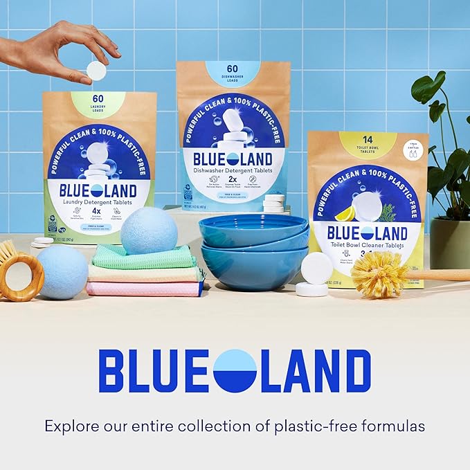 BLUELAND Oxi Laundry Booster Powder Refill 2-Pack, Fragrance Free & Clear, 50 Loads, 35.2 oz, Plastic-Free, Eco Friendly, Oxy Cleaner, Stain Remover