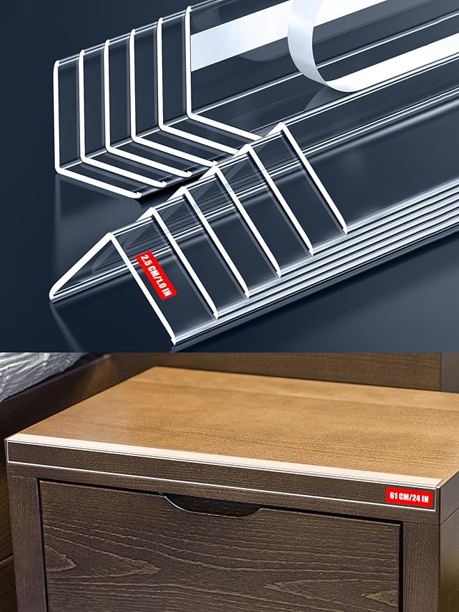 12PCS Clear Self-Adhesive Night Stand Corner Protectors,Corner Guards & Edge Protector for Wall Door Frame Cabinet Baseboard & Door, Table, Stair (3x60cm/1.18x23.62in)