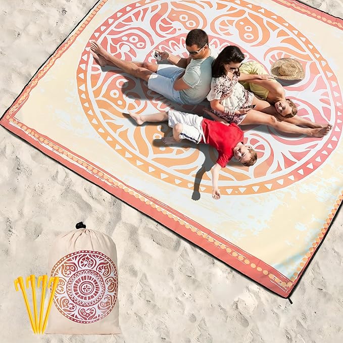 HIHOHO Beach Blanket Waterproof Sandproof Extra Large Beach Mat 79" X 83"/120"x108"for 1-8 Adults Quick Drying Durable Outdoor Picnic Mat for Beach Travel Camping Hiking