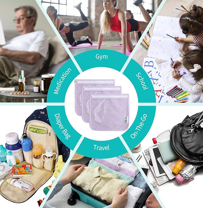 TSA Approved Toiletry Bag, Set of 3 Clear Travel Toiletry Bag Quart Size Zipper Travel Pouch, Waterproof Makeup Cosmetic Bag for Women Men Kids Toiletries Carry on, Wander Large