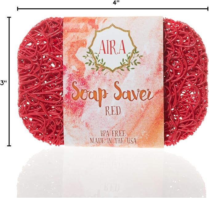 AIRA Soap Red. Recyclable Soap Lift Soap Dish Bathroom Accessory for the Tub, Shower, Counter. Made in the USA