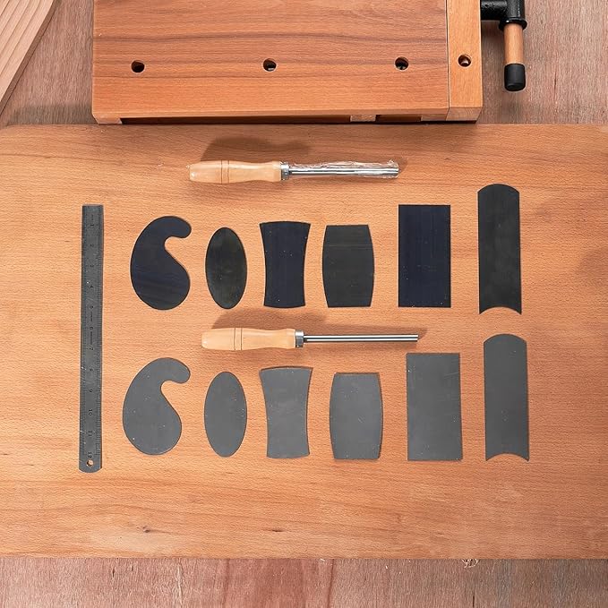 New Cabinet Scraper Cards and Cabinet Scraper Burnisher with 6 Piece Multi-Shaped Scraper Set 1 Oval 2 Double Convex/concave 1 Rectangle 1 Curved and 1 Gooseneck Scraper (HTCSCS07)