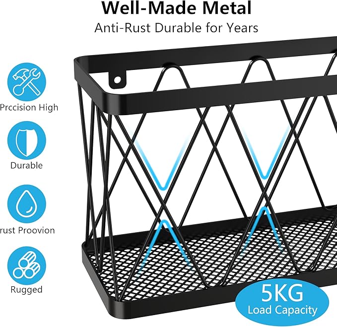 YIGII 3 Pack Adhesive Cabinet Door Organizer, Wall Mounted Lid Organizers Inside Cabinet with Straw Holder for Tupperware Lid Storage, Slim Space Kitchen Basket for Pantry, Under Sink