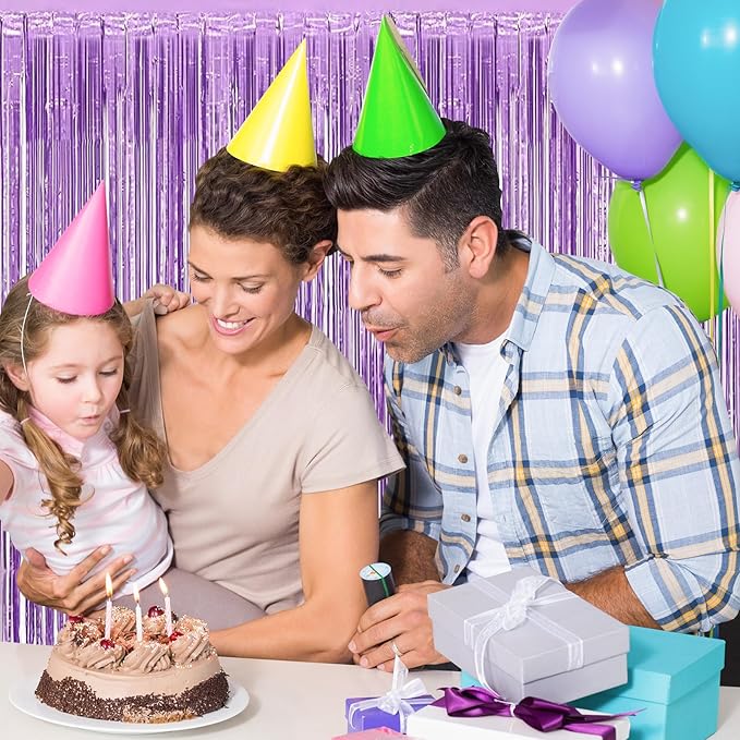 10 Pack Light Purple Backdrop Curtain 3.2ft x 8.2ft Metallic Tinsel Foil Fringe Curtains Photo Booth Background for Birthday Party Decoration Baby Shower Engagement Wedding Christmas Decoration