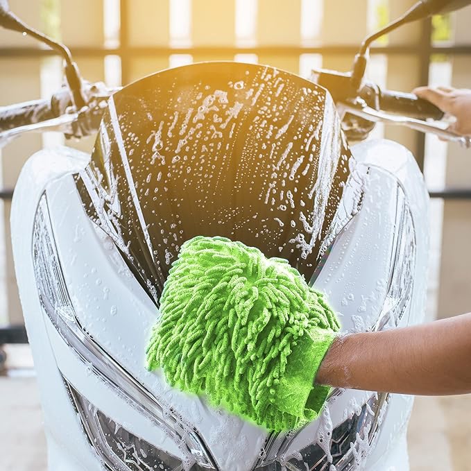 Potchen 6 Pcs Microfiber Dusting Mitt Gloves Microfiber Washable Dusting Gloves Car Wash Mitt for Leaf Cleaning Plant