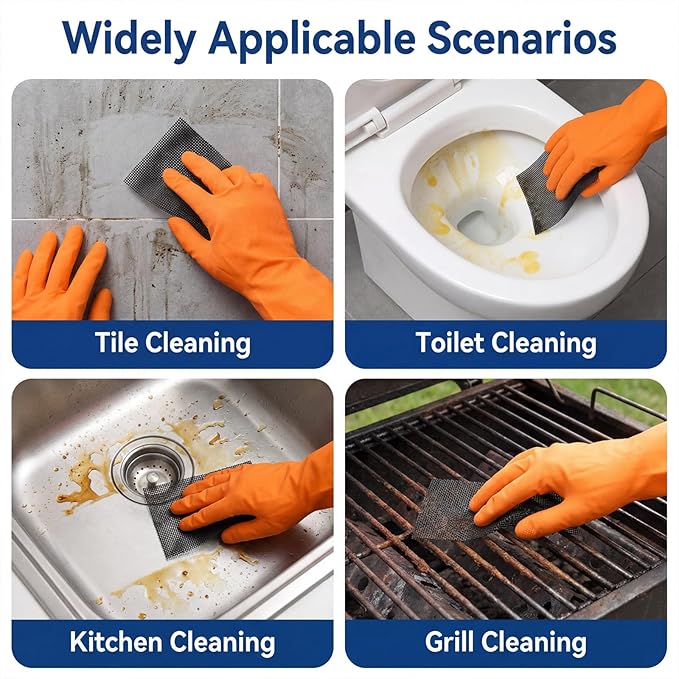 15Pcs Mesh Cleaning Screens for Toilets Flexible Scrubbing Pads Bowl Screens 5.5" x 4" Toilet Ring Remover Mesh Pads for Bowls Griddle Household Stain Calcium Deposits Remove Grills Carbon Rust Scale