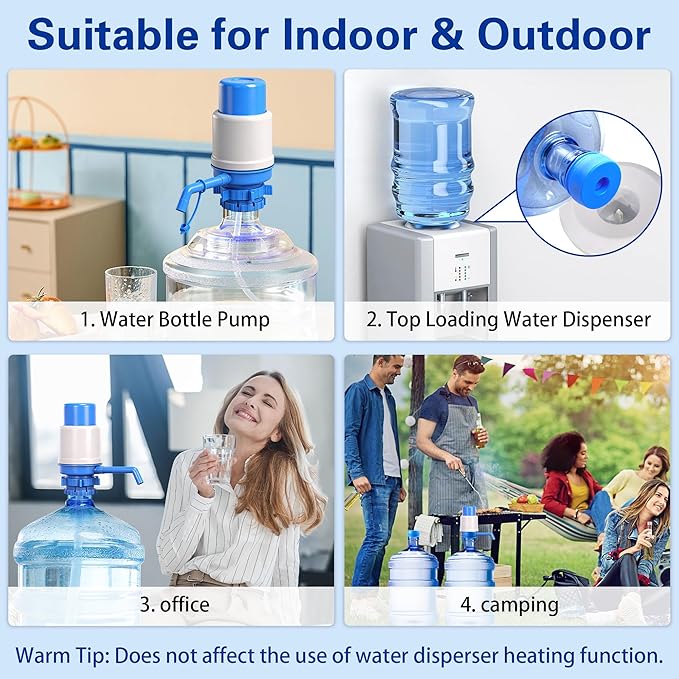 Gofriipai Water Pump for 5 Gallon jug,Universal 5 Gallon Water Dispenser,Manual Water jug Pump Fits 2-5-Gallon Jugs for Crown Top and Screw Top Jugs