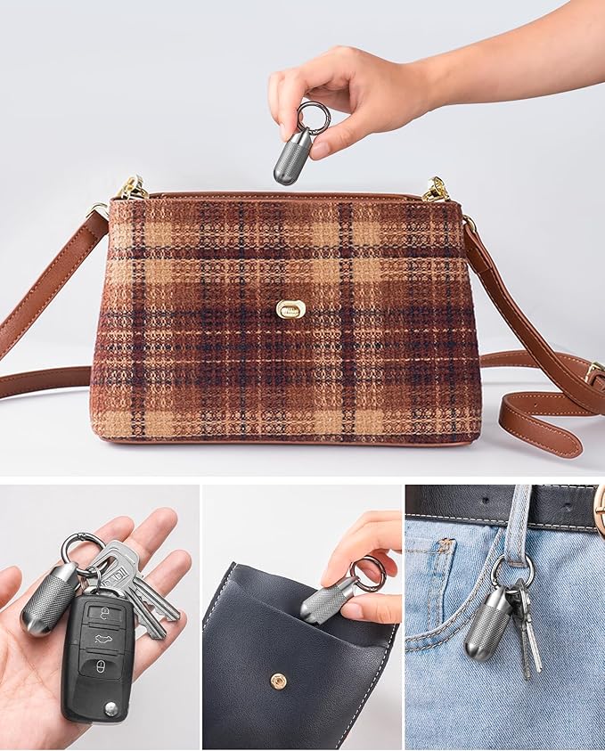 TISUR Titanium Keychain Pill Holder Small Metal Pill Case, Pill Organizer Portable Waterproof Pill Container, Travel Pill Bottle Box for Purse (Large-0.63inch)