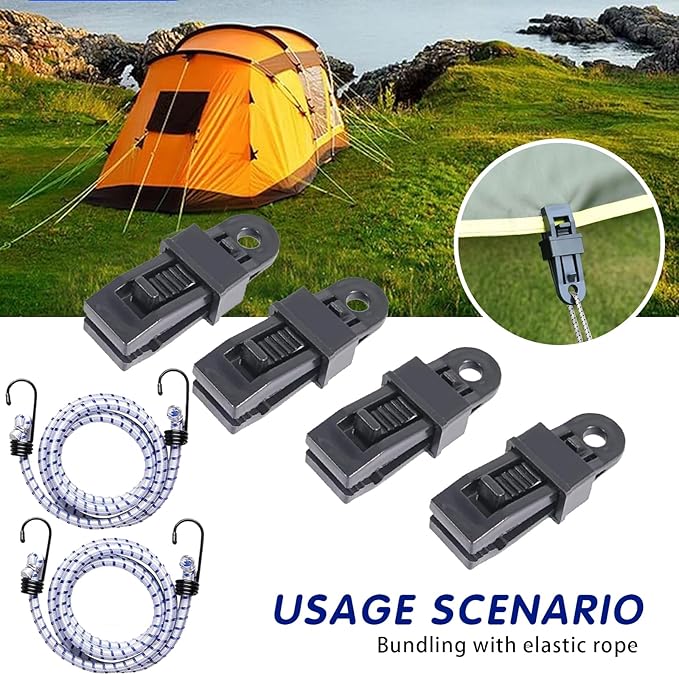 2 PCS Car Wind Protector Cover Gust Straps, 5.08ft Wear-Resistant Automotives Tensile Strap with 4 Windproof Clip, Universal for Most Cars (White)