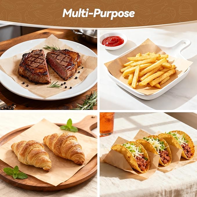 360 Count 6"x 6" Heavy Duty Patty Paper Sheets for Separating Patty, No-Stick & No-Leak Unbleached Parchment Paper Squares, Pre-cut Burger Patty Paper for Oven, Air Fryer, Microwave