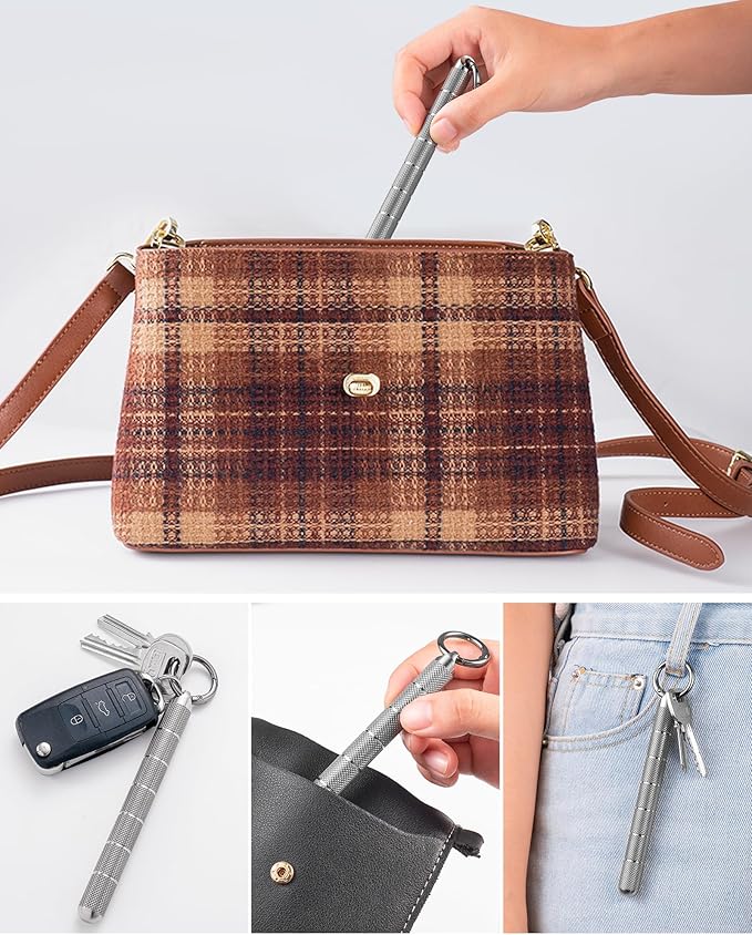 TISUR Titanium Keychain Pill Holder Small Metal Pill Case, Pill Organizer Portable Waterproof Pill Container, Travel Pill Bottle Box for Purse (Tiny-0.39in 7 Separate Compartments)