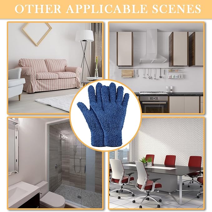 Patelai 3 Pairs Microfiber Plant Dusting Gloves Leaf Cleaning Gloves for Indoor Plants, Blinds, Furniture, House(Medium,Black, Navy, Yellow)