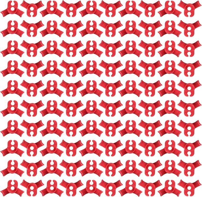 100 Pcs Plant LST Cilps, Adjustable Low-Stress Plant Training Clips, Reusable 90-Degree Bendable Clips to Bend for Tomatoes Cucumbers Beans Climbing Plants in Indoor or Outdoor Gardens (Red)