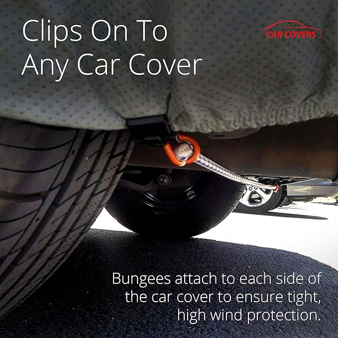 AllGuard Gust Strap Wind Protector Kit – Heavy-Duty Car Cover Straps with Bungee Cords and Hooks & Strong Locking Clips, Universal Fit for Most Cars, SUVs, Trucks, Keeps Covers Secure in High Winds