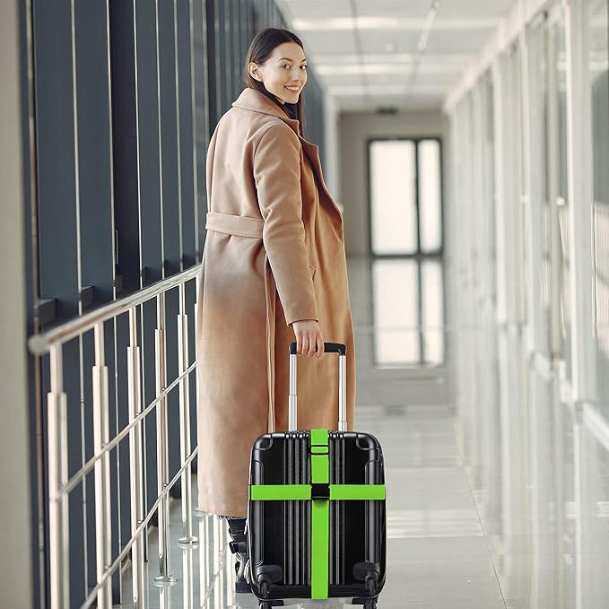 Luggage Straps for Suitcases TSA Approved Travel Belt 8 Pack by Chelmon (Green)