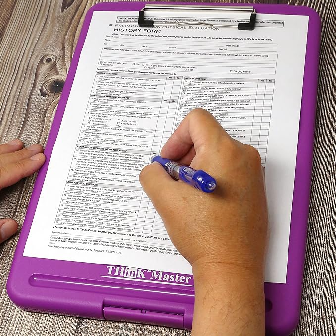 Think2Master Purple Plastic Storage Clipboard. | 25% Heavier & 25% Sturdier| Heavy Duty and Won’t Flex or Bend Like Other Brands (Compare The Weight). Storage Compartment Holds 150 Letter Sized Paper.