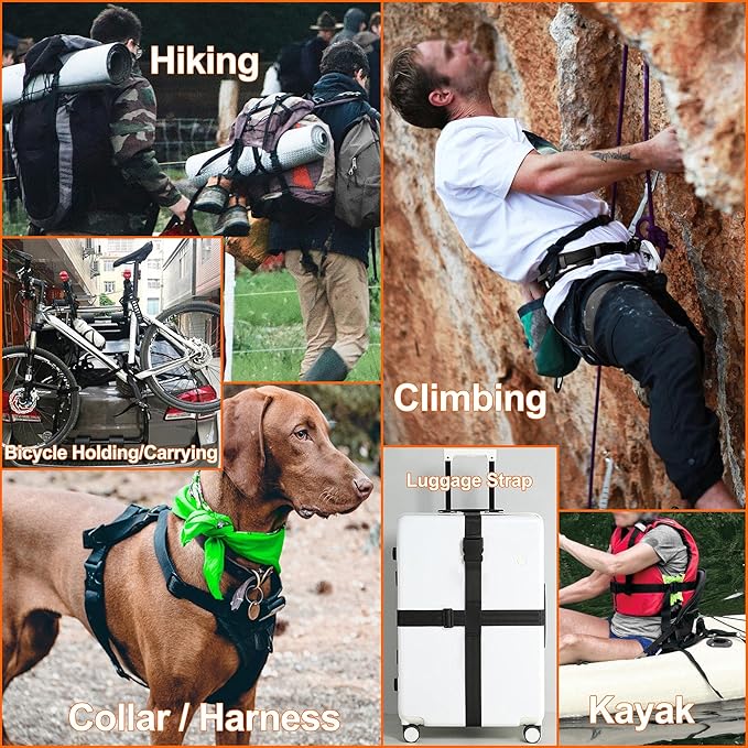 3/4" Straps and Buckles Set: 6 Yard Nylon Webbing 0.75 inch (20 mm) Wide, 6 Pack Side Release Buckle, 12 pcs Tri-Glide Sliders, Plastic Clips Quick Fasteners Replacement Dual Adjustable No Sewing