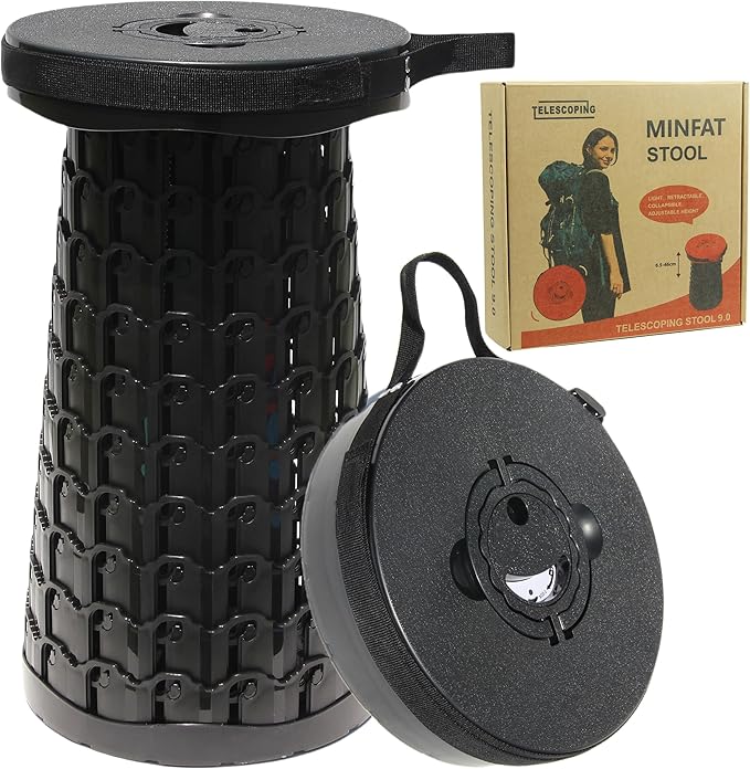 2025 Upgraded Collapsible Stool, Pop Up Seat with Load Capacity 800lbs,More Durable & Portable Retractable Folding Stools,Adujstable Telescoping Stools for Adults Camping & Outdoors