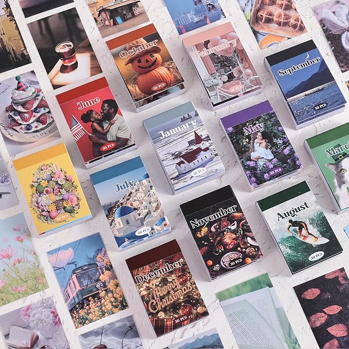 12 Sets 600 Sheets Washi Stickers for Journaling, Nature Season Festival Travel Flower Stickers Vintage Aesthetic Scrapbook Sticker Set for Bullet Journal Art Diary Card Craft Gifts Planner Notebook