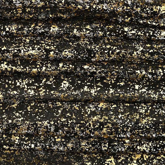 Horaldaily Black Gold Gauze Tablecloth 60x104 Inch Rectangular, Golden Sequin Glitter Metallic Foil, Sheer Tulle Cheesecloth for Wedding Baby Shower Ceremony Birthday