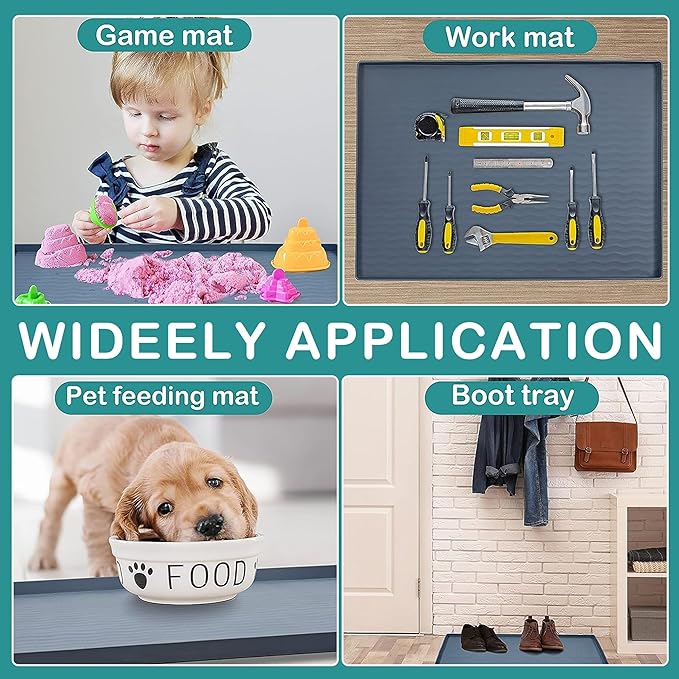 URMONA Waterproof Silicone Under Sink Mat 22'' x 14'' Shelf Liner for Kitchen and Bathroom, Cabinet and Counter Protector, Storage and Organizers, Litter Mat, Pet Cat Puppy Essentials(Brown )